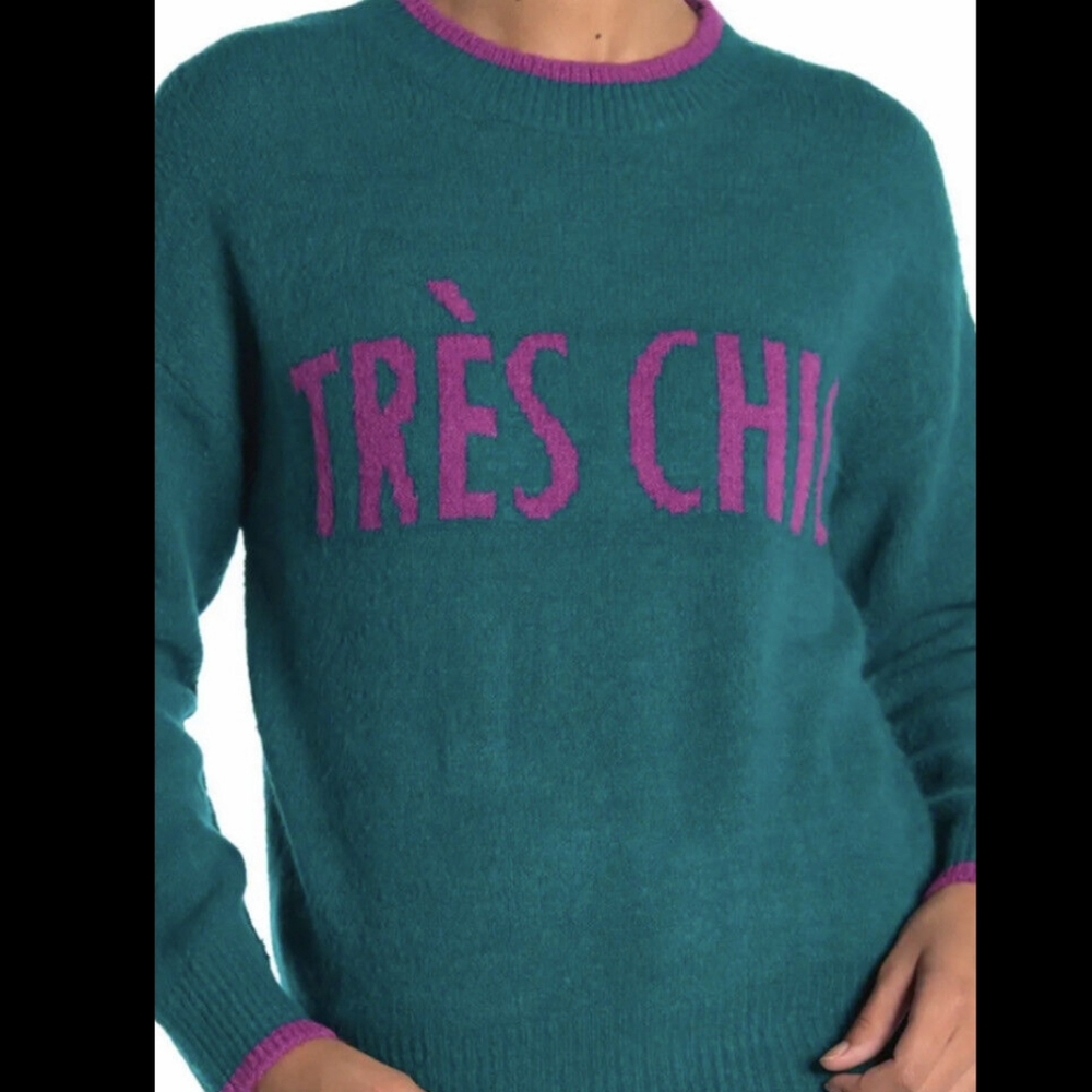 Women's Medium Code Mode Tres Chic Crew Neck Pullover Sweater Green CLW192303-RC